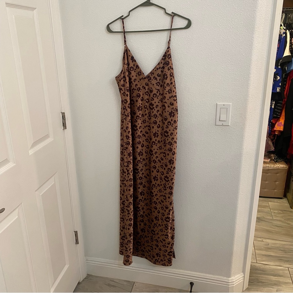 A New Day size Large silky leopard print maxi dress slip dress